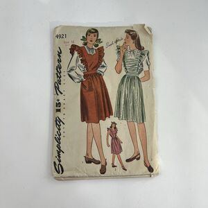 Jumper Blouse Size 16 B34 Vintage 40s CUT Pattern 4921 Ruffles Sweetheart Neck